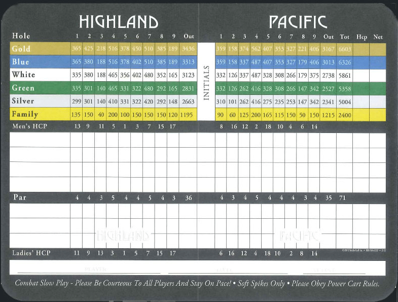 Highland Pacific golf course